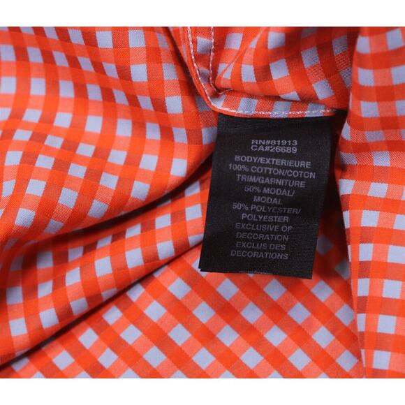 Robert Graham Orange Gingham Check Cotton Dress Shirt Men's Medium - Picture 8 of 8